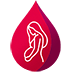 Icons of pregnant women placed inside a blood droplet