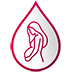 Icons of pregnant women placed inside a blood droplet