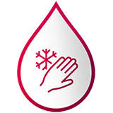Icon showing a person experiencing cold hands